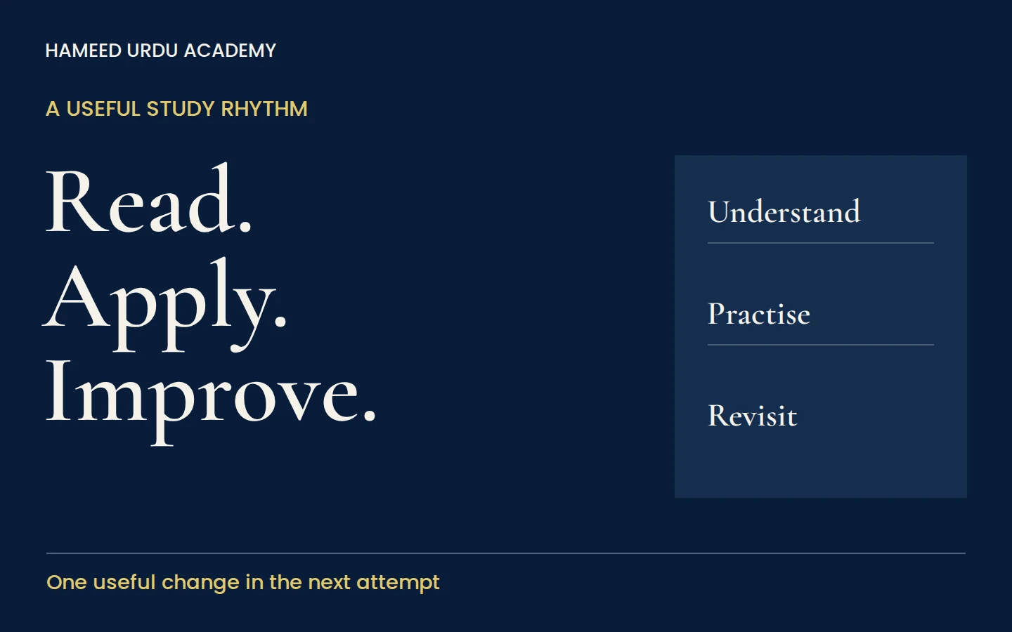 Read. Apply. Improve.